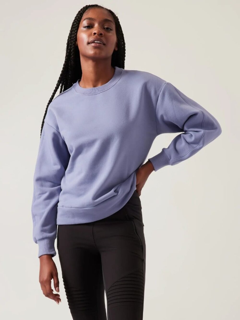Athleta M Retroplush Crewneck Sweatshirt Purple